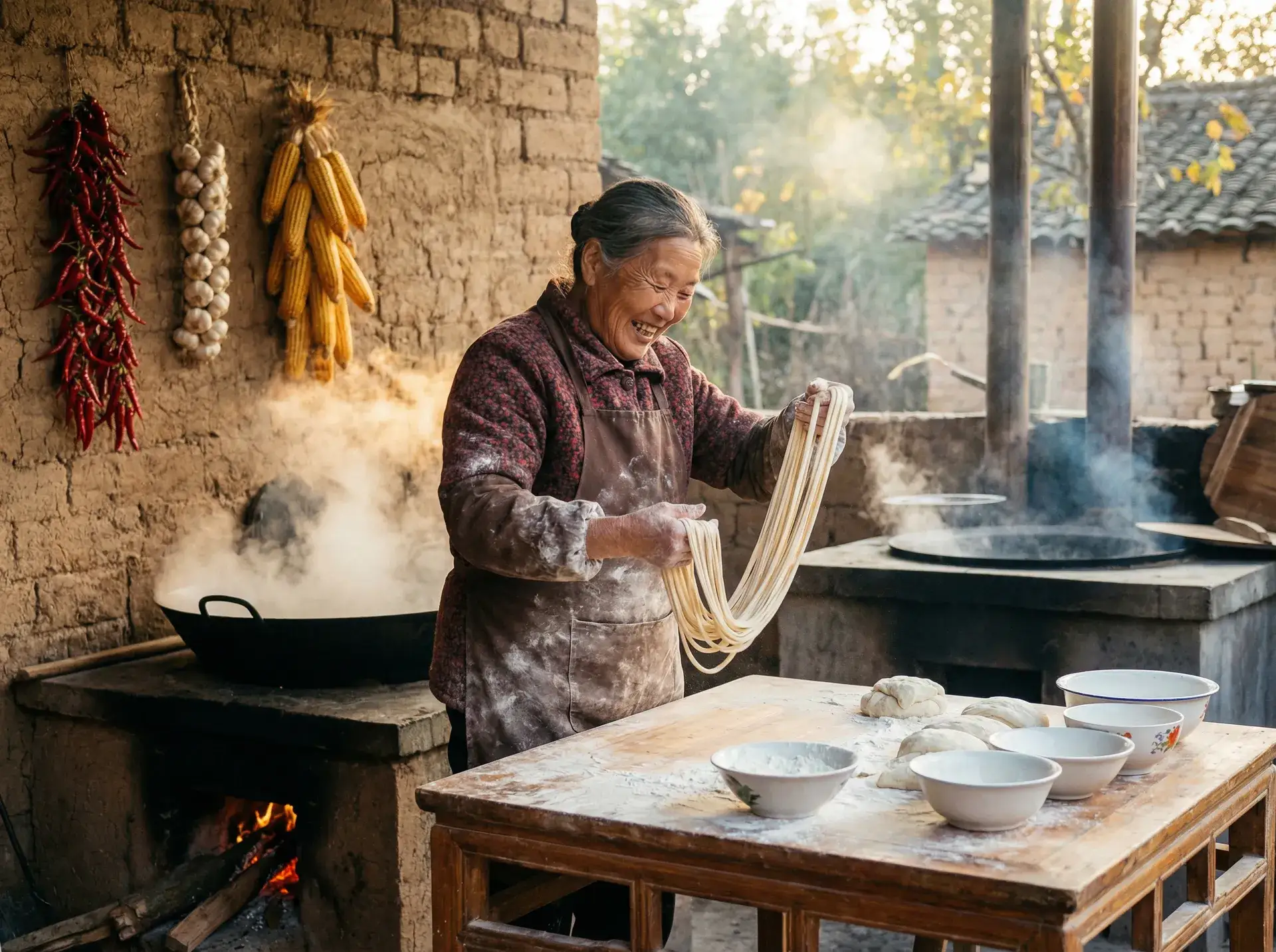 农家大嫂手擀面 - 年轻的搜子34 乡村美食